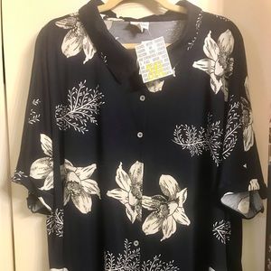 3xl LulaRoe Charlie Navy with cream flowers